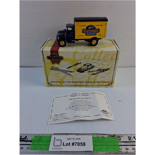 Matchbox 1920 Mack AC Delivery Truck in Original Box with Certificate