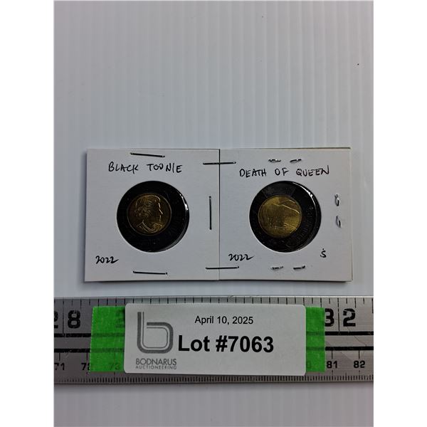 Lot of Two 2022 Black Toonie Coin Death of the Queen