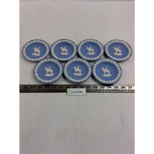 (7) Wedgwood Jasper Pale Blue Sweet Dishes "RCMP 1873-1973"