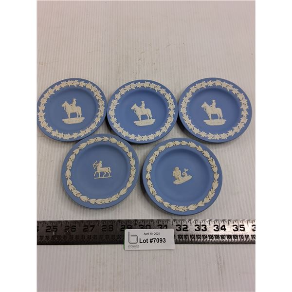 (5) Wedgwood Jasper Pale Blue Sweet Dishes (RCMP 1873-1973, Sagittarias, Aquarias)