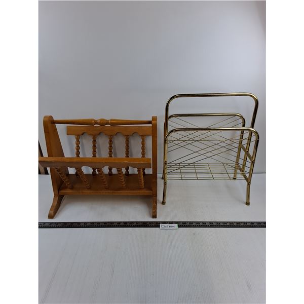 (2) Vintage Magazine Racks - Largest 17" x 15" x 13"