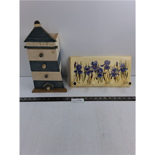 Vintage Decor - Lighthouse Office Drawer Unit 15" Tall & Wallmount Coat Rack 14" x 7"