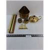 Image 1 : Brass Holders Lot (Necktie, Key, Candle, Trinket)