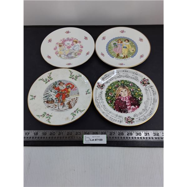 (4) Royal Doulton Plates (2 Christmas Scene & 2 Valentines)