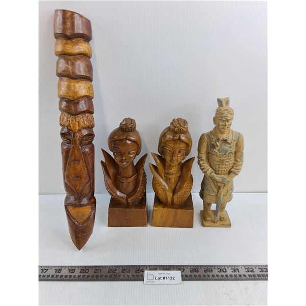 (4) Wooden Cultural Decor Items