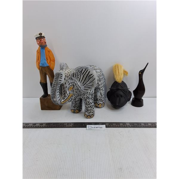 (4) Wooden Cultural Decor Items