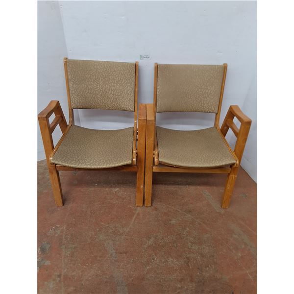 * Pair of Vintage Wood Frame Chairs 22" Wide x 31" High - Cannot Ship!
