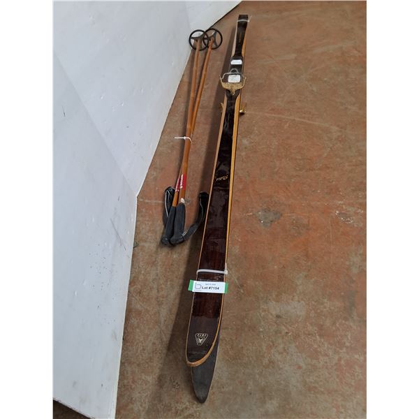 * Rustad Vintage Wooden Cross Country Skis (74" Length) & Skilom Poles (53" length) - Cannot Ship!