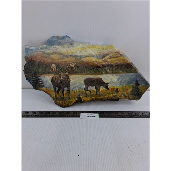 Nature Scene Painted Rock 19" x 11" - Artist: Jacquie Ryan 2004 - Cannot Ship!