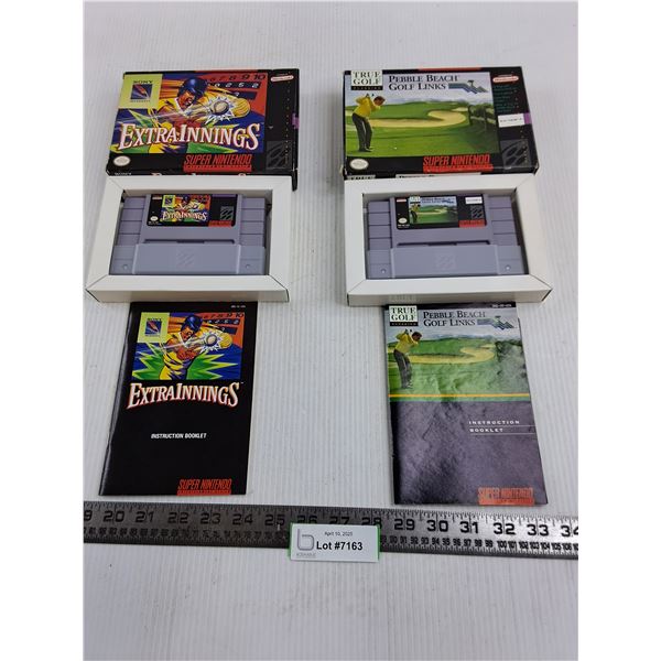 (2) Super Nintendo Game Cartridges (Extra Innings & Pebble Beach Golf Links) Cannot Guarantee Authen
