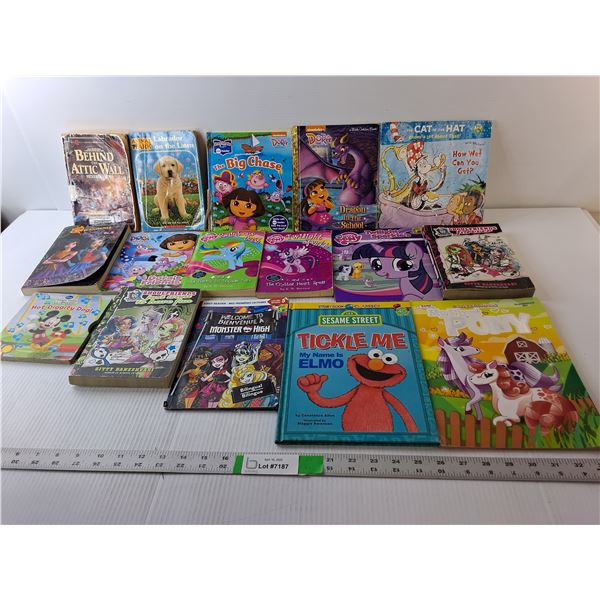 (16) Kids' Books- Dora, My Little Pony, Monster High, Misc.