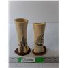Image 1 : (2) Bone Carved Vases 7" Tall