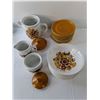 Image 2 : Ironstone Dish Set- (12) Bread Plates, (11) Bowls, (14) Cups, Kettle, Creamer, Sugar Bowl