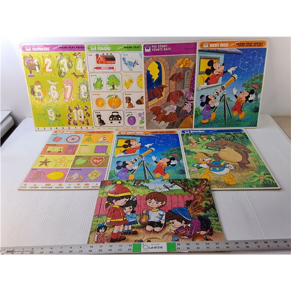 (8) Vintage Kids' Puzzles- Mickey Mouse, Misc.