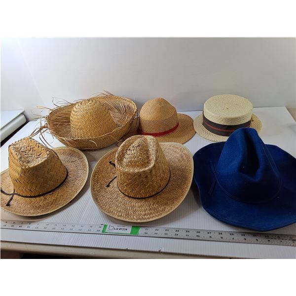 (6) Hats- Straw, Felt, Foam