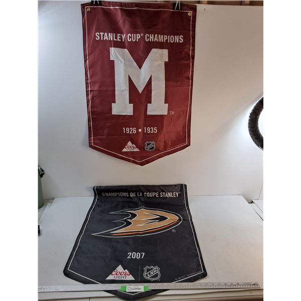 (2) NHL Stanley Cup Champions, Flag Banners, Montreal & Anaheim, Both 23" x 34"