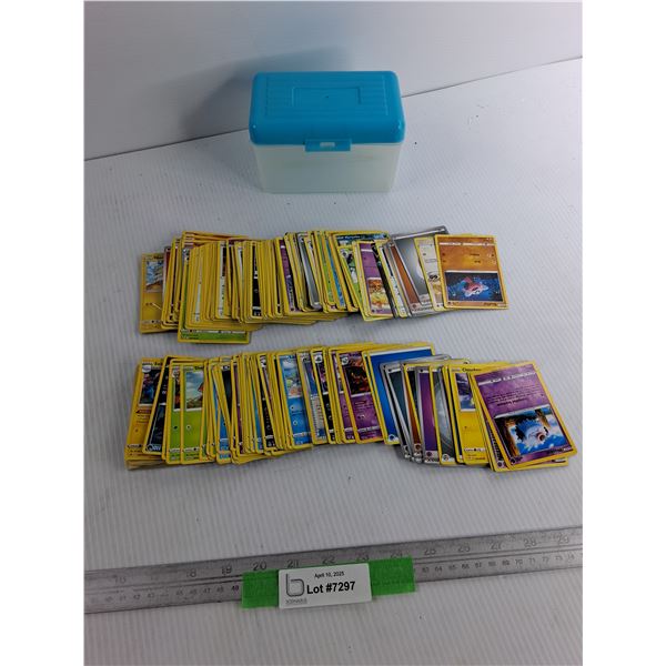 Lot Of Various Pokémon Cards w/ Small Plastic Container, Cannot Garentee Authenticity