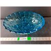 Image 1 : Blue Glass Footed Bowl 4.5" Tall x 12.5" Long