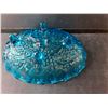 Image 2 : Blue Glass Footed Bowl 4.5" Tall x 12.5" Long