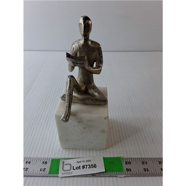 Man Reading Metal & Stone Bookend 7.5" Tall