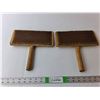 Image 1 : (2) Antique Wool Carders 9.5" Long x 9.25" Wide
