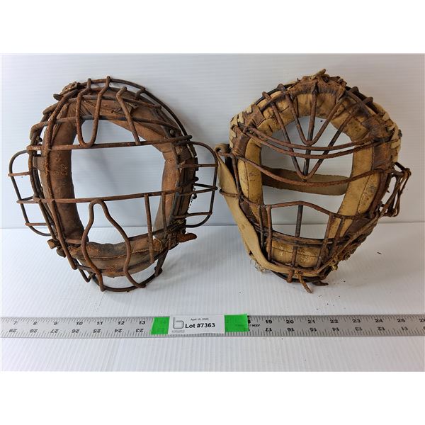 (2) Vintage Baseball Back catcher Masks 11" Long