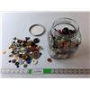 Image 1 : Miscellaneous Lot- Buttons, Coin, Jewellry & Glass Jar 8.25" Tall