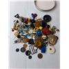 Image 2 : Miscellaneous Lot- Buttons, Coin, Jewellry & Glass Jar 8.25" Tall