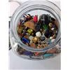 Image 3 : Miscellaneous Lot- Buttons, Coin, Jewellry & Glass Jar 8.25" Tall