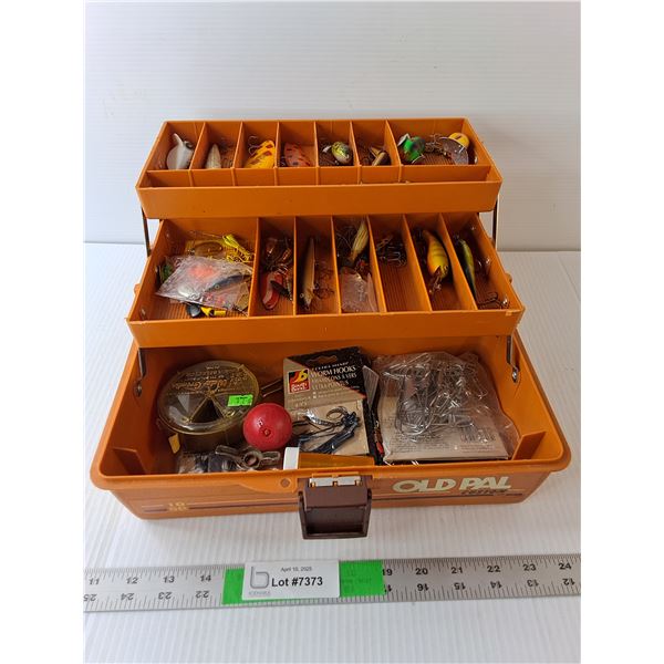 Old Pal Tackle Box with Hooks, Misc.