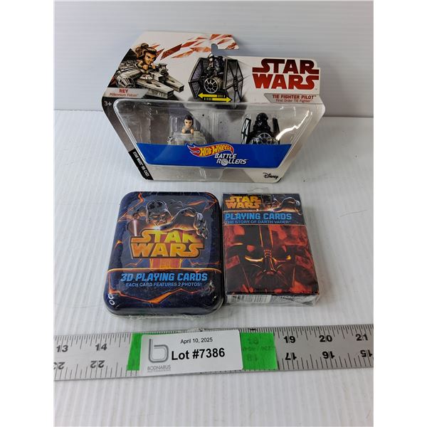Star Wars Fighter Pilot Model & (2) Sets of Playing Cards, Sealed