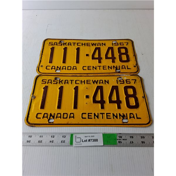 (2) Canada Centennial License Plates