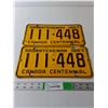 Image 1 : (2) Canada Centennial License Plates