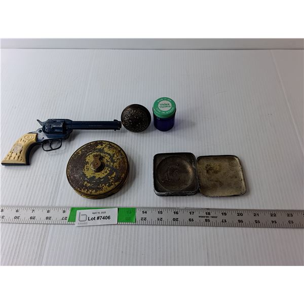 Vintage Lot- Toy Gun, Doorknob, Vapo Rub, Misc.
