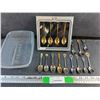Image 1 : Gold Colored Collector Spoon in Box with Additional Assorted Pieces