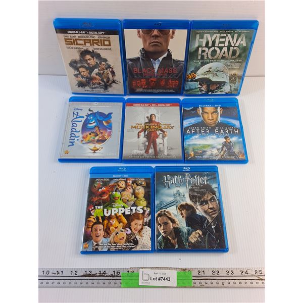 (8) Blu Ray Movies - Harry Potter, The Muppets and Aladdin