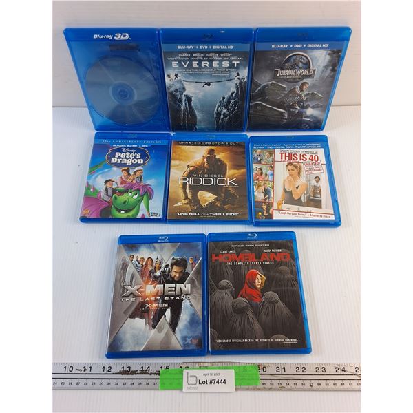 (8) Blu Ray Movies - X Men, Vin Diesel and Jurassic World