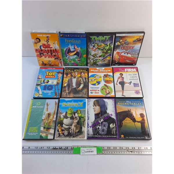 (12) DVD Movies - Toy Story, Shrek 2 and Cars