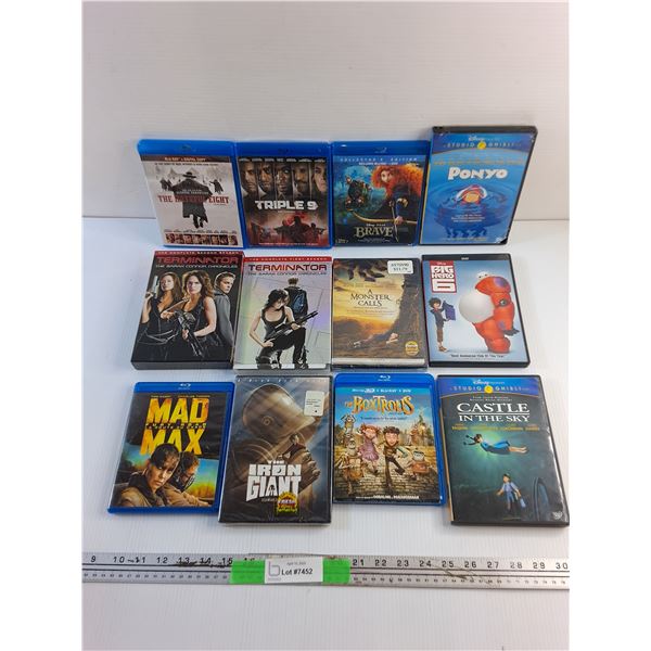 (12) DVD and Blu Ray Movies - The Iron Giant, MAD Max and Terminator
