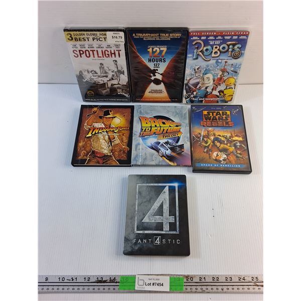 (7) DVD and Blu Ray Movies - Indiana Jones, Back to the Future and Star Wars