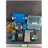 Image 1 : Tetris & Hangman Games, Sport Fishing Tool, Various Cords and Plastic Container -  As Is