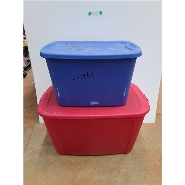 *(2) Plastic Totes with Lids - 25" x 17" x 15" and 31 x 20 x 18" - Cannot Ship