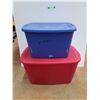 Image 1 : *(2) Plastic Totes with Lids - 25" x 17" x 15" and 31 x 20 x 18" - Cannot Ship
