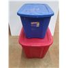 Image 2 : *(2) Plastic Totes with Lids - 25" x 17" x 15" and 31 x 20 x 18" - Cannot Ship