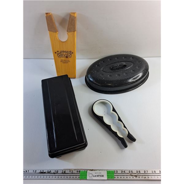 Bootjack, Jar Opener, Baking Pan Cover and Plastic Box
