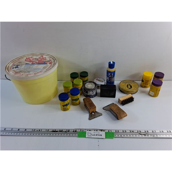 Shoe Cleaning Supplies and Plastic Bucket