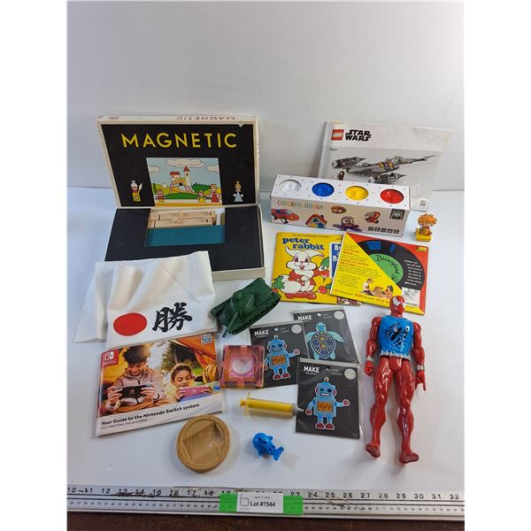 Spider Man Figure, Colorful Dough, Magnetic Game, Patches, Tank Toy and Misc