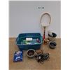 Image 1 : Badminton Racket, Planters, Beerstein, Cords, Plastic Tote and Misc