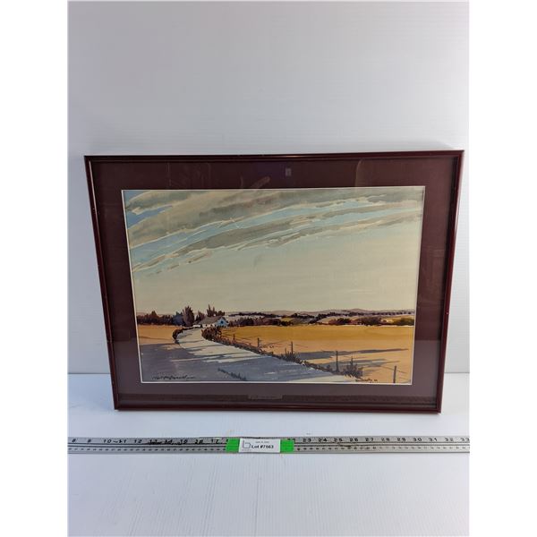 Framed Country Side Painting 22 x 17"