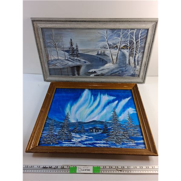 (2) Framed Wall Hanging Paintings - 22 x 18"